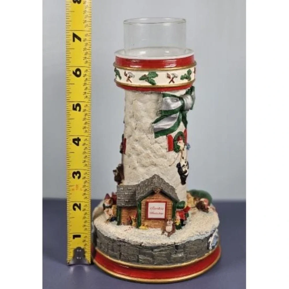 Danbury Mint Cheryl Collins Lighthouse Santa Elves Figurine w COA